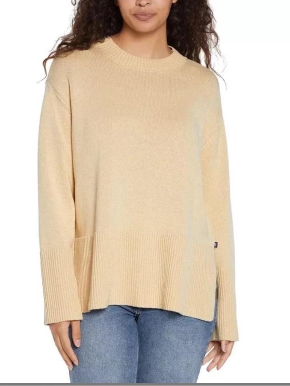 GAP Crewneck Cotton Knit Sweater Size Large Tan/Beige NWT